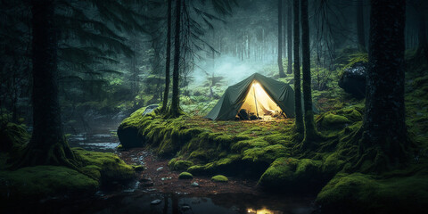 camp in forest