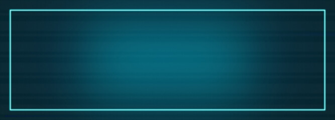 Abstract geometrical cyan neon metaverse digital web 3 tech horizontal banner frame design template blank with place for text . Straight stripes lines shapes