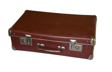 Old brown suitcase isolated on the transparent background