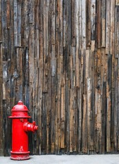 fire hydrant on the background of a wall with red and blue water