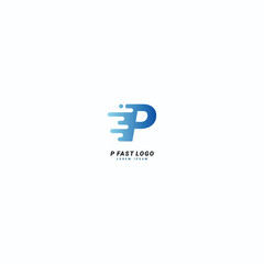 Initial letter P Fast speed logo design template