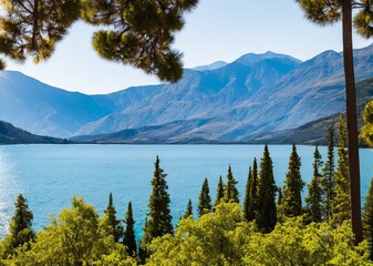 beautiful landscape of the lake in the mountains