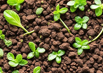 earth day, young green plant growing in garden with seedling