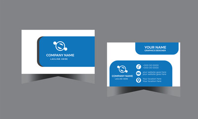 Modern clean business card.Modern Technology Style Business Card Design, Tech Visiting Card Template.Clean corporate white and sky color design card template background.