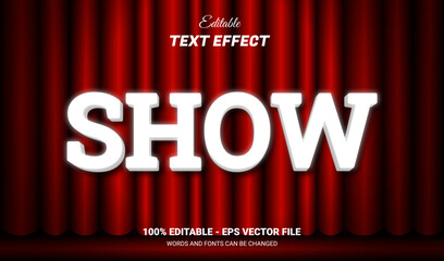 Show editable text effect with red curtain background