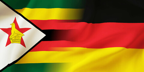 German,Zimbabwe flag together.Germany,Zimbabwe waving flag background