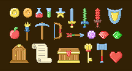 Magic game  icon in pixel style. Set of retro pixelated icons.
