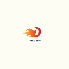 Obraz premium Initial letter D Fast speed, fire logo design template
