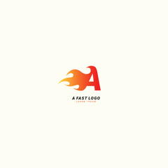 Initial letter A Fast speed, fire logo design template