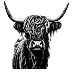 Highland Cow Digital Graphic - obrazy, fototapety, plakaty