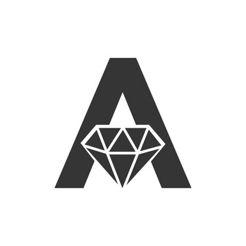 Letter U diamond jewellery logo design vector symbol icon