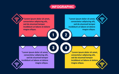 Wi-Fi design elements, Vector infographic template. Data visualization with four steps and options.