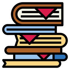 book pile filled outline icon style