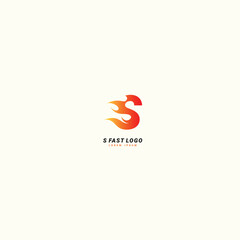 Initial letter S Fast speed, fire logo design template