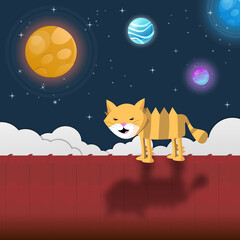 Cat2, cat, moon, night, cartoon, pet, illustration, vector, animal, black, star, cats, sky, christmas, fun, kitten, romantic, nature, halloween