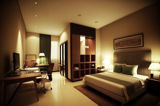 Interior of Room Inc Hotel, a good hotel in Semarang city, AI generated