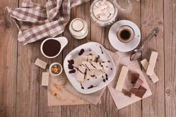 Neapolitan wafers filling with hazelnut-chocolate cream.