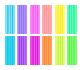 Bright colorful plasticine set, palette of 12 colors, 12 plasticine bricks/pieces, kids colorful modeling clay. Hand drawn vector illustration in modern cartoon flat style isolated on white background