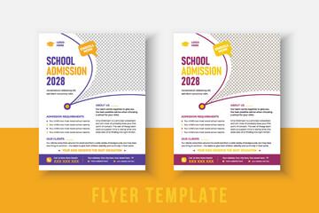 kids school admission flyer template. Flyer brochure cover template for Kids back to school education admission layout design. Creative and modern kids admission education poster, brochure layout.