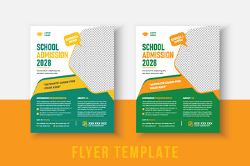kids school admission flyer template. Flyer brochure cover template for Kids back to school education admission layout design. Creative and modern kids admission education poster, brochure layout.