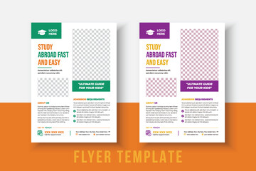 kids school admission flyer template. Flyer brochure cover template for Kids back to school education admission layout design. Creative and modern kids admission education poster, brochure layout.