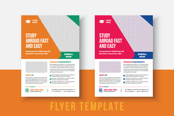 kids school admission flyer template. Flyer brochure cover template for Kids back to school education admission layout design. Creative and modern kids admission education poster, brochure layout.