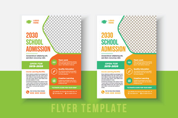 kids school admission flyer template. Flyer brochure cover template for Kids back to school education admission layout design. Creative and modern kids admission education poster, brochure layout.