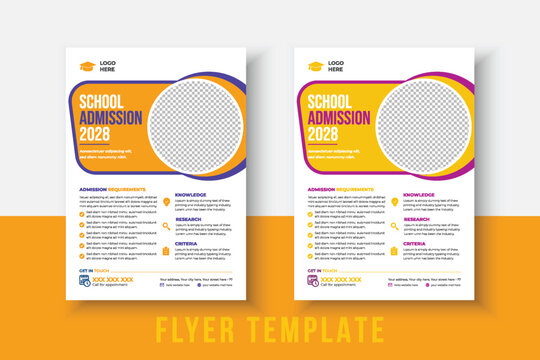 kids school admission flyer template. Flyer brochure cover template for Kids back to school education admission layout design. Creative and modern kids admission education poster, brochure layout.