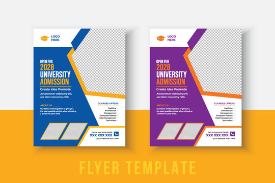 kids school admission flyer template. Flyer brochure cover template for Kids back to school education admission layout design. Creative and modern kids admission education poster, brochure layout.