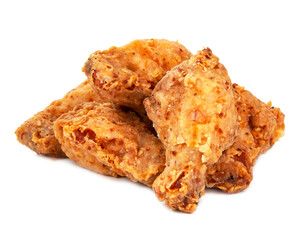 Fried chicken isolated on white background.