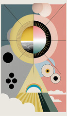 Minimal Abstract Surreal Geometric Colorful Collage Generative AI