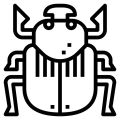 scarab beetle line icon style