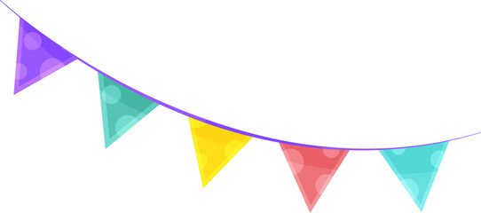 bright vector illustration garland of flags, party decoration, paper flags, interior decoration