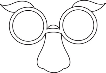 vector illustration of fun mask, party glasses, party template, clown glasses, doodle and sketch