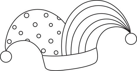 bright vector illustration of a buffoons hat, fools day, clown hat, circus costume, doodle and sketch