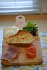 Italian separated bruschetta on chopping board