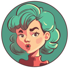 Portrait of a woman in cartoon style.