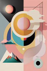 Minimal Abstract Surreal Geometric Colorful Pastel Collage Generative AI