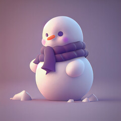 A snowman with a scarf around his neck, Generative Ai