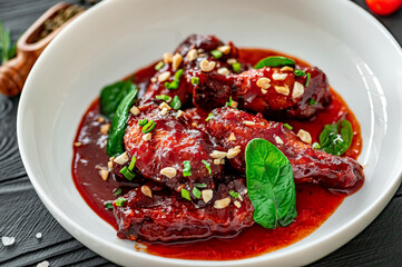 Grilled Chicken Wings with BBQ Sauce and Nuts