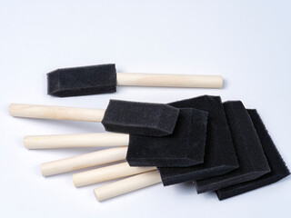 Assorted sponge paint brushes of different sizes