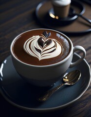 Cappuccino cup on a coffee shop table