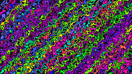 Trippy strip psychedelic pattern. Neon color wavy background