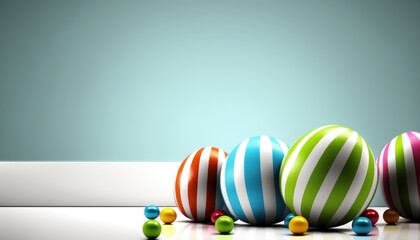 Striped colorful Easter eggs background. Generative AI