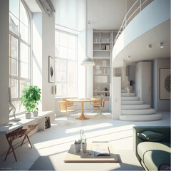Fototapeta na wymiar interior architecture, minimalist design, Generative AI