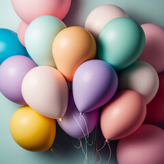 Colorful Balloons on pastel background created with Generative AI Technology