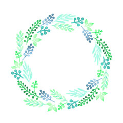 Watercolor frame made of colorful hand painted leaves