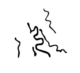 Rock petroglyphs depicting snake attacks on livestock or pasture and people. Vector illustration of prehistoric rock petroglyphs discovered on the territory of Armenia
