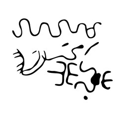 Rock petroglyphs depicting snake attacks on livestock or pasture and people. Vector illustration of prehistoric rock petroglyphs discovered on the territory of Armenia