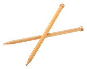 A pair of large wooden knitting needles